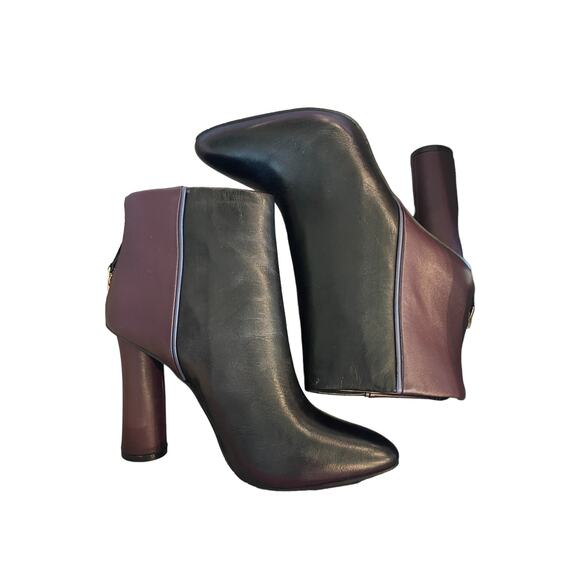 Cabi Women’s Leather Booties Black/Maroon Two Tone Size 6.5 - Picture 1 of 10